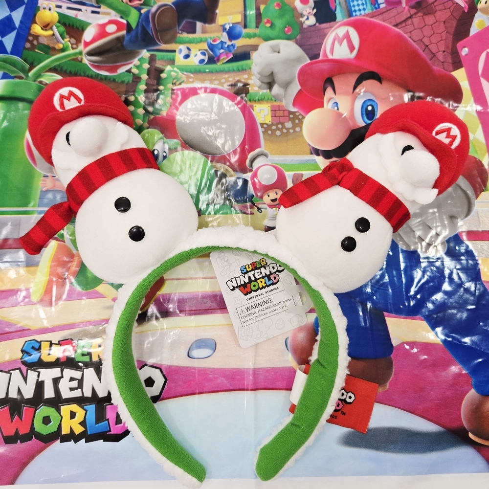 Super Nintendo World Snowman Mario Plush Headband UniversalStudios Hollywood NWT